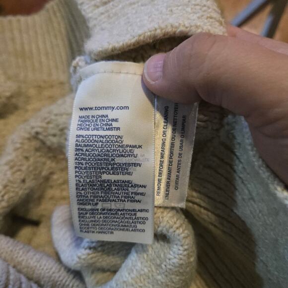 Tommy Hilfiger Beige Cable Knit Quarter Zip Sweater S - Picture 7 of 10